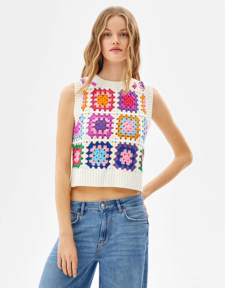 Chaleco de crochet de Bershka