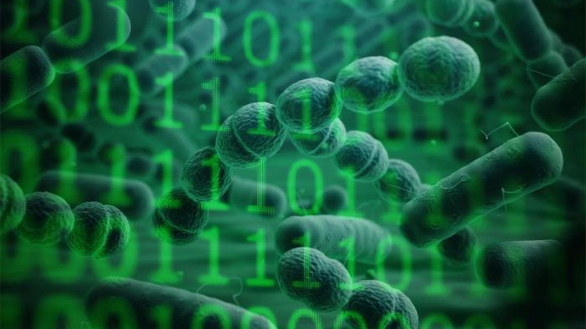 Representación artística de microbios digitales.