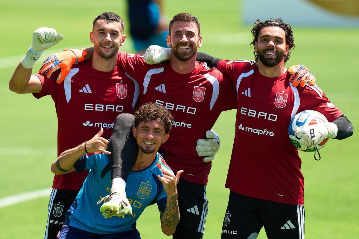 Un entrenamiento de la selección española de fútbol.