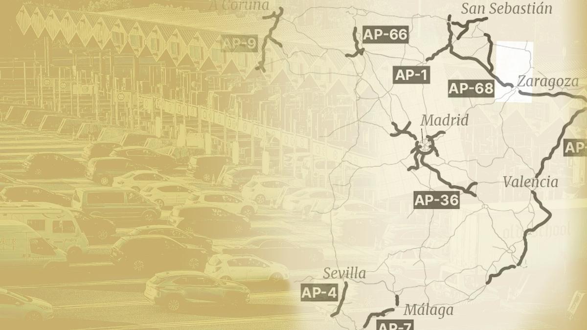 Montaje de una carretera con peaje.