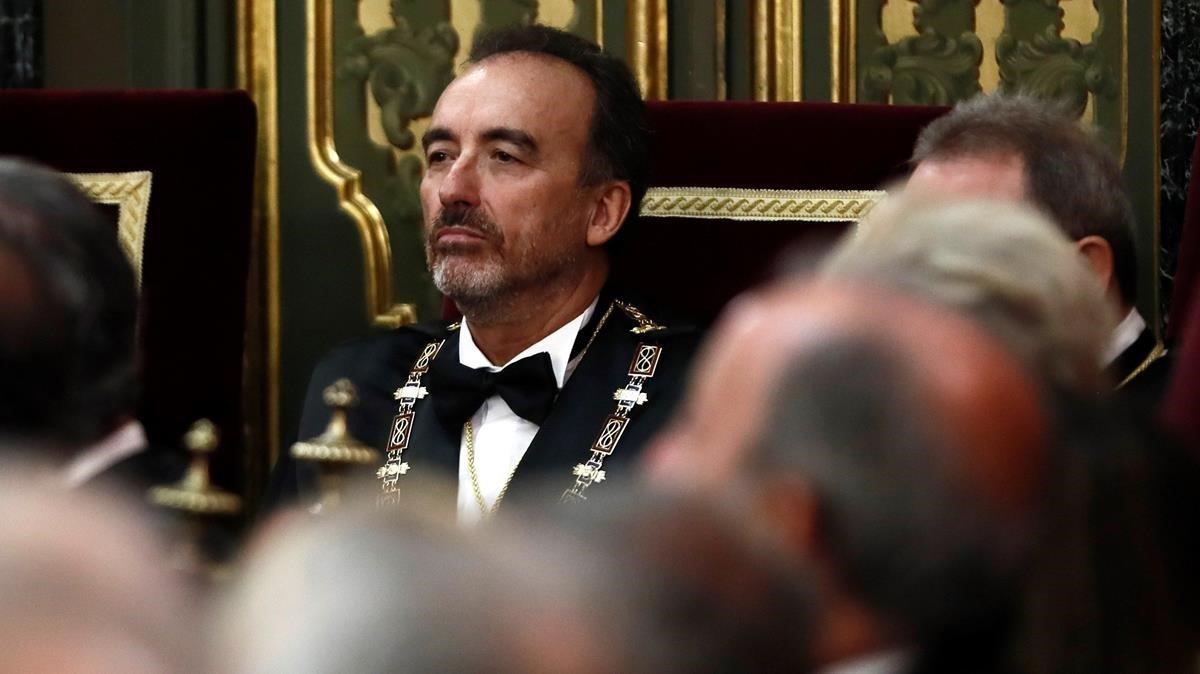 Manuel Marchena, entre un mar de cabezas durante la apertura del año judicial. 