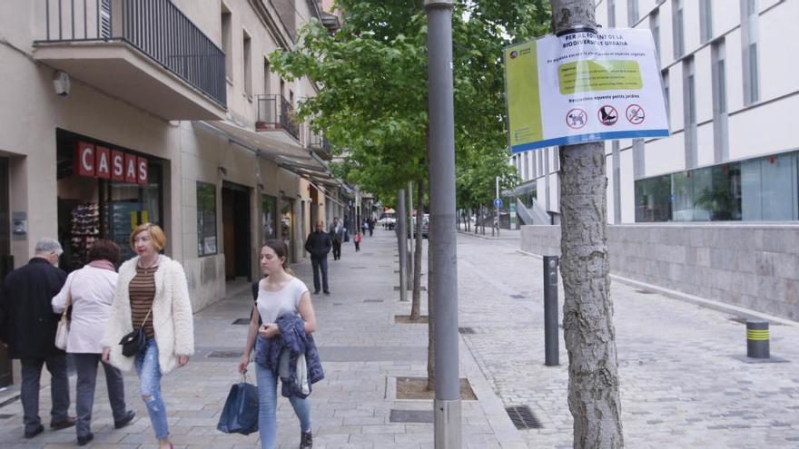 Un cartell que avisa de la intervenció, al carrer Joan Maragall