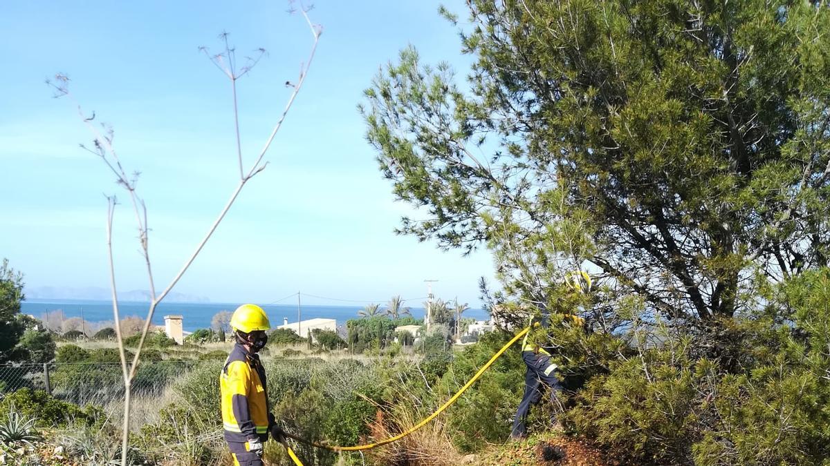 Personal del Ibanat, durante la extinción del incendio.