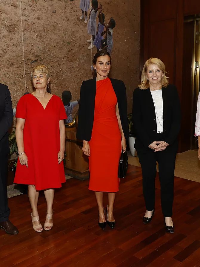 La reina Letizia con el vestido de Zara de la colección de Narciso Rodríguez