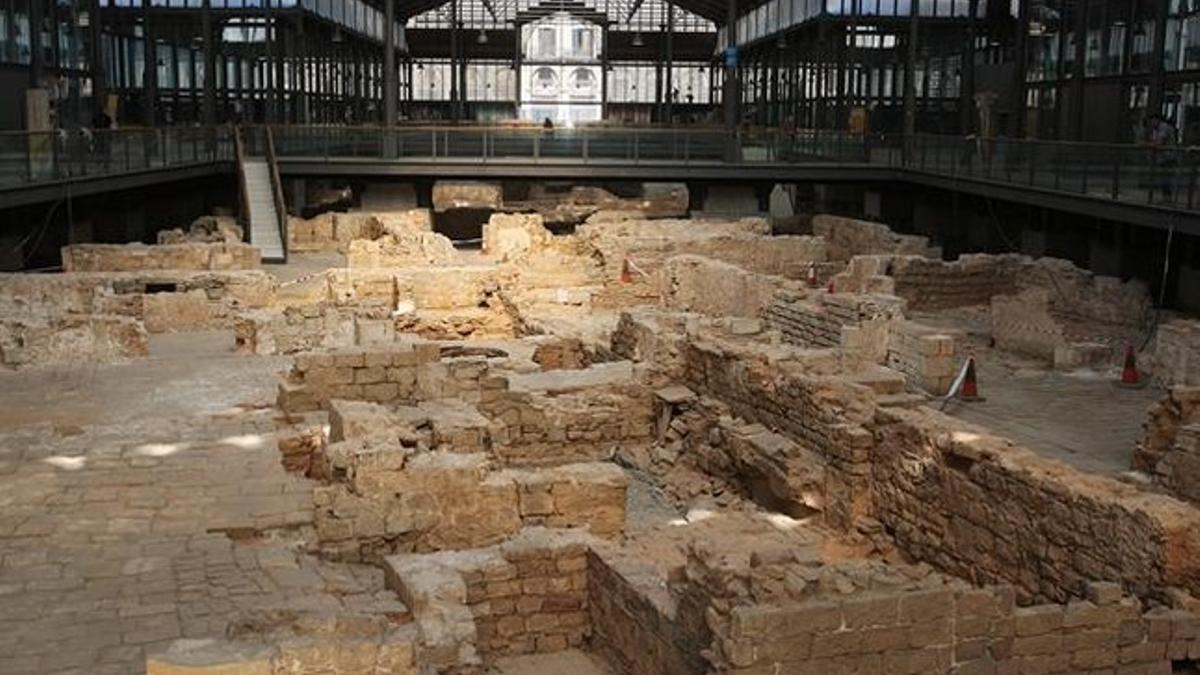 Estado actual de las obras de restauración de los restos hallados en el Mercat del Born.