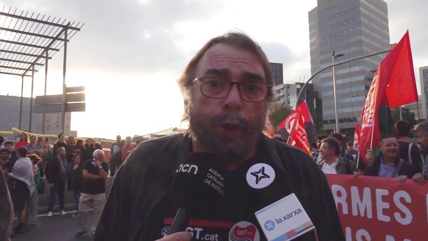 Camil Ros durante la manifestación pro Palestina en Barcelona