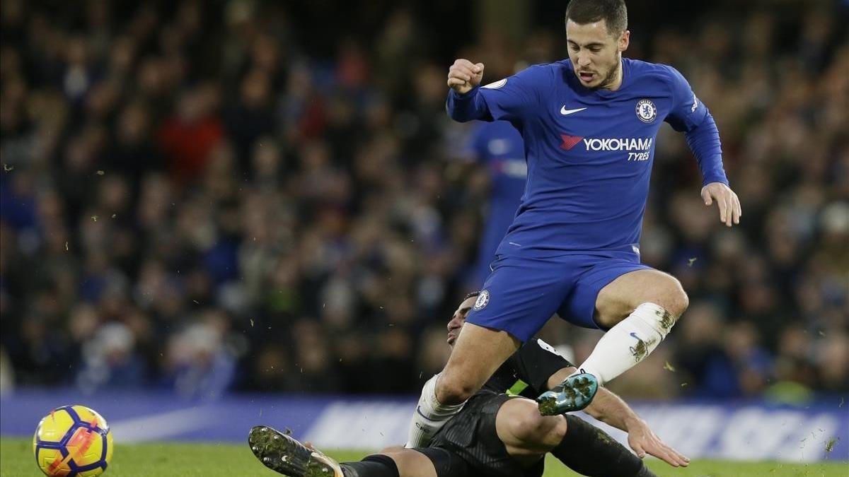 Hazard, durante el partido contra el Brighton el martes pasado