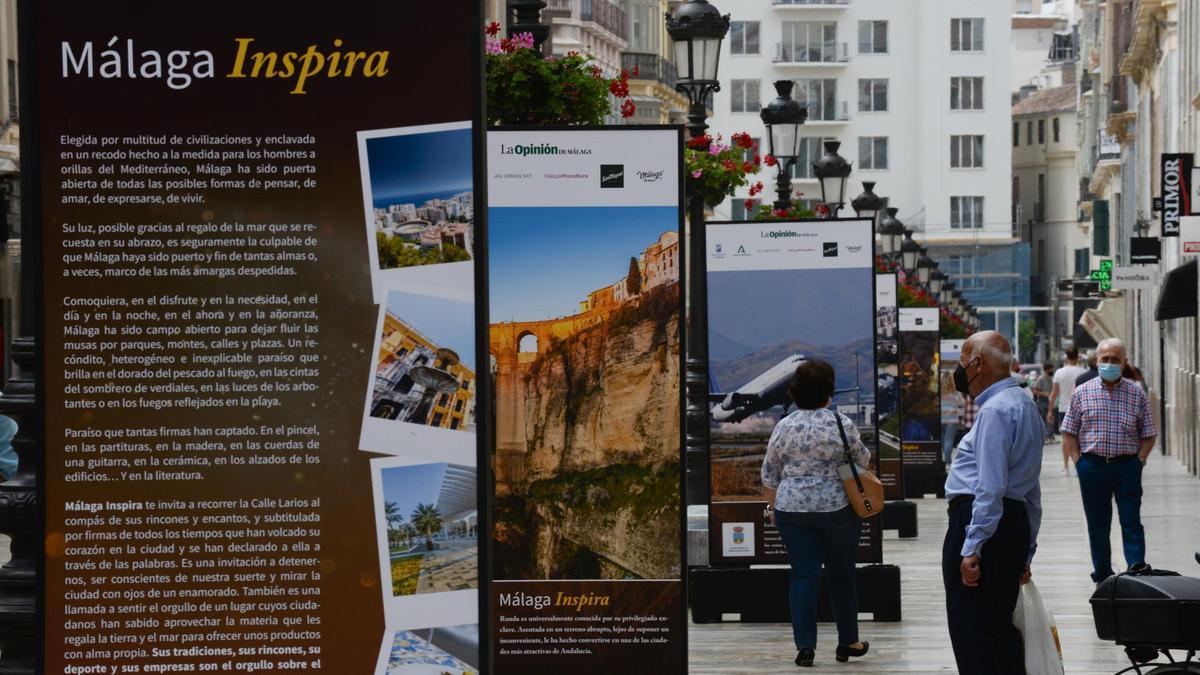 Exposición fotográfica 'Málaga Inspira', en la calle Larios