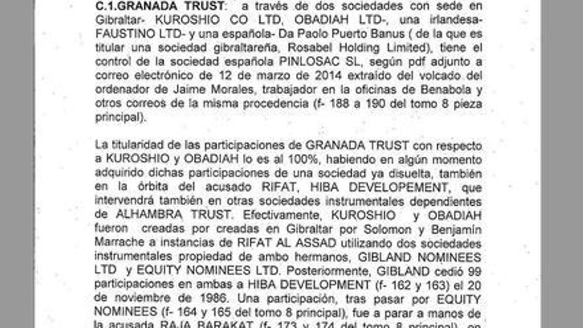 Extracto del escrito del fiscal sobre Rifaat al Assad.