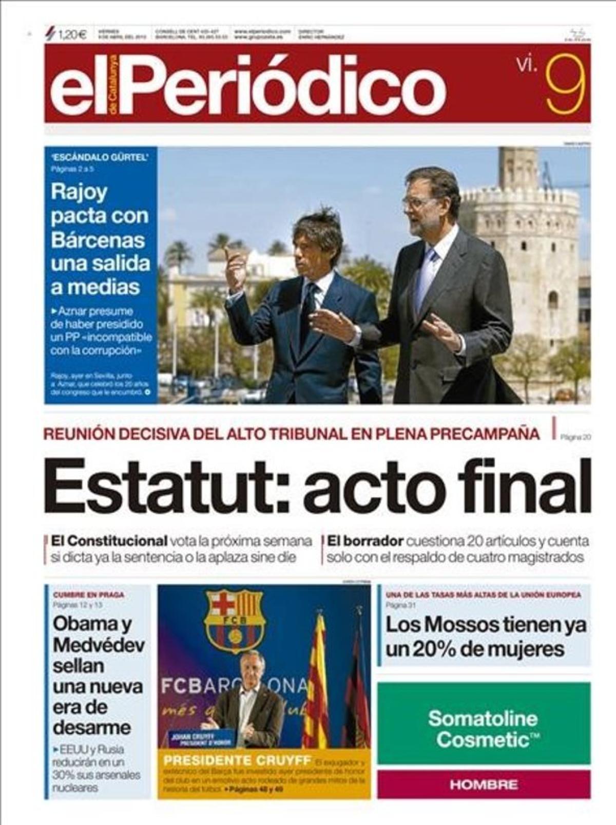 Portada del 9 de abril del 2010.