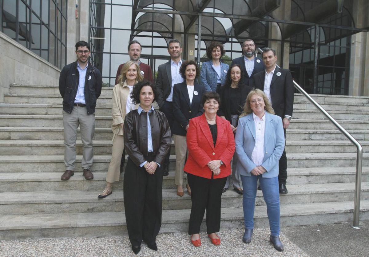 García Mateo y su candidatura, en el Edificio Politécnico de Ourense. | IÑAKI OSORIO