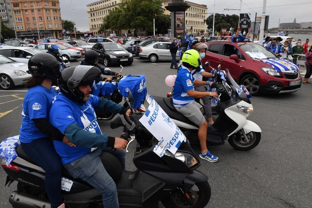 La caravana en defensa del Deportivo colapsó el tráfico en varios puntos de A Coruña.