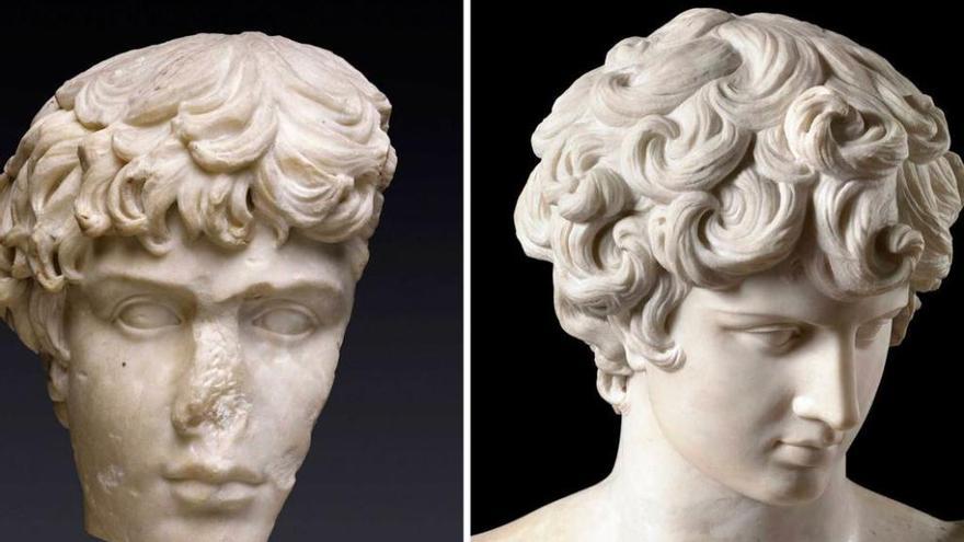 Reconstrucción del busto de Antinoo a partir del conservado en el Museo Altemps de Roma y con la incorporación del rostro, que pertenece al Art Institute de Chicago y que formaba parte de la obra original.