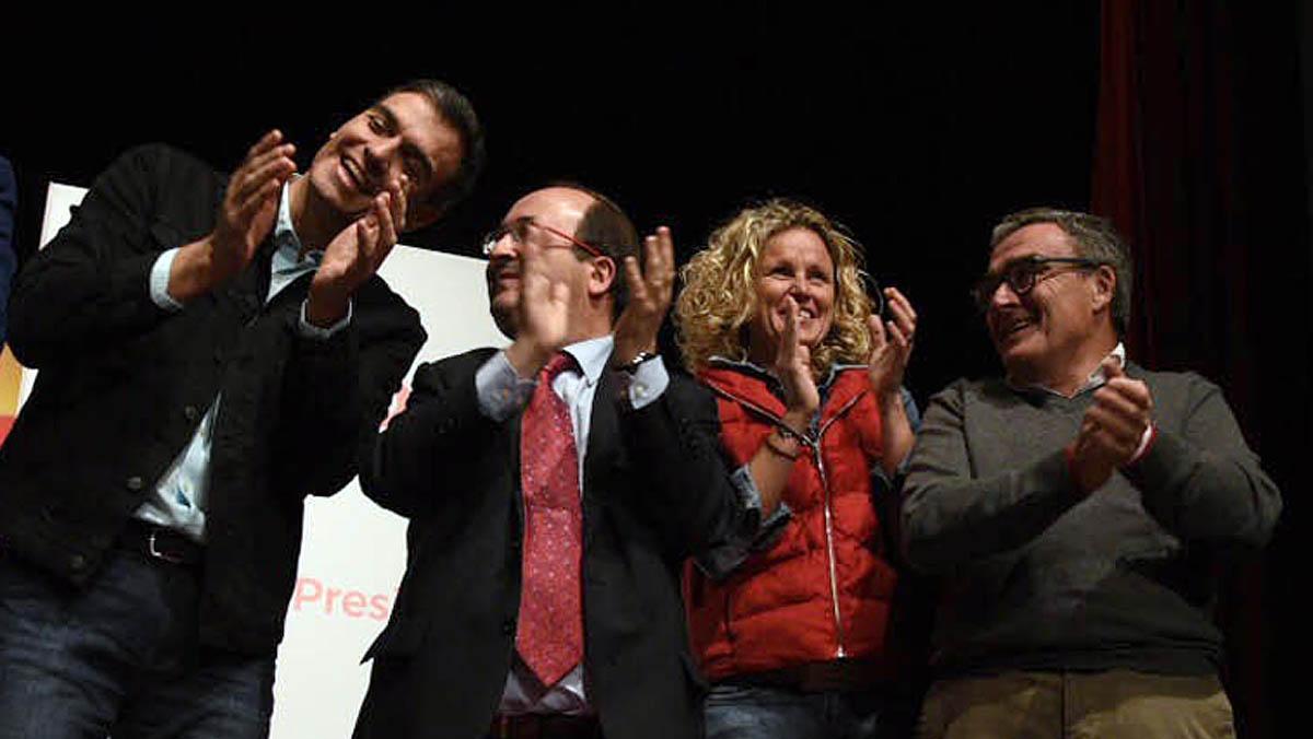 Mitin del PSC en Lleida con Iceta y Sánchez.