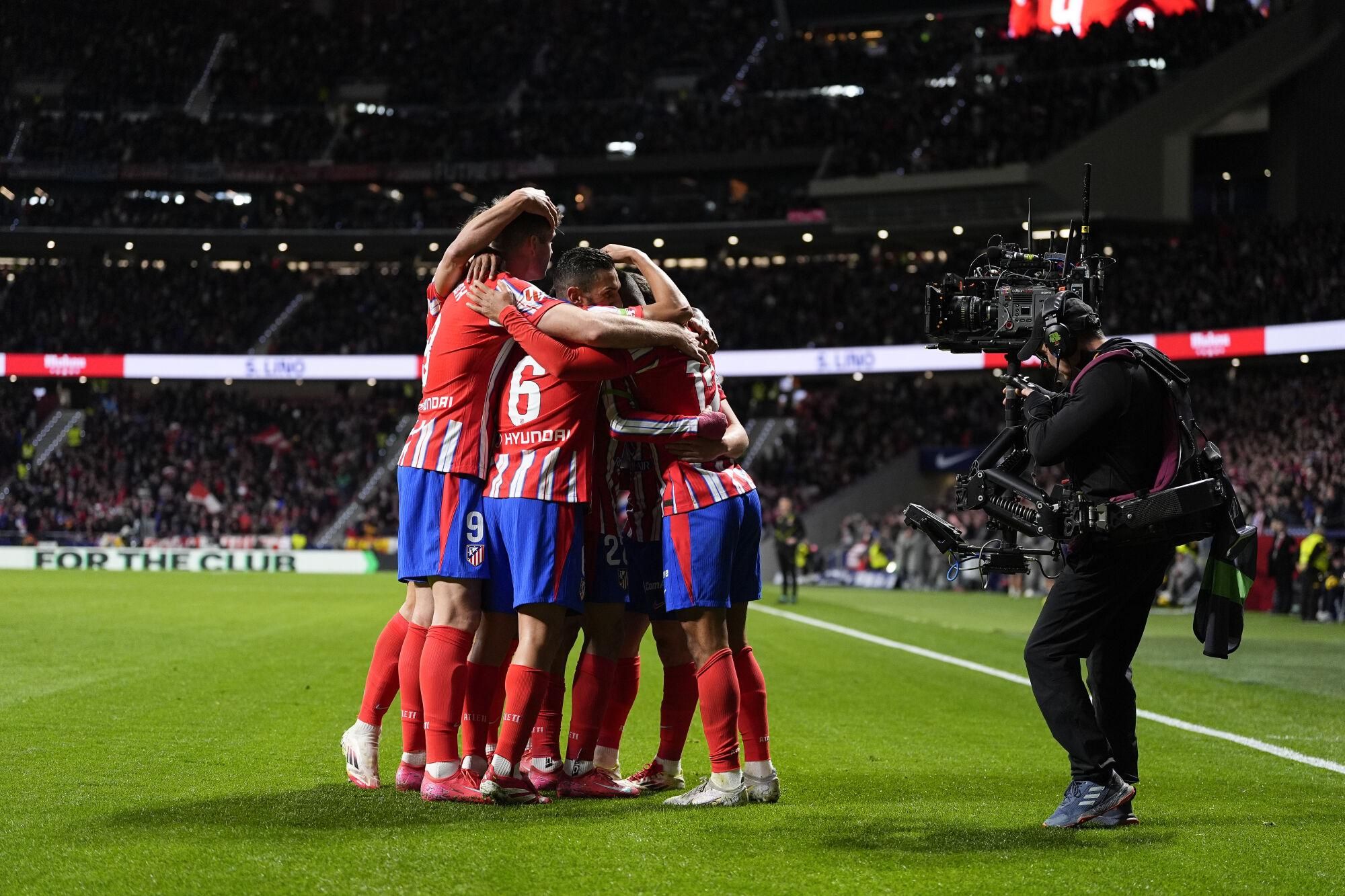 Samuel Lino of Atletico de Madrid celebrates a goal during the Spanish League, LaLiga EA Sports, football match played between Atletico de Madrid and RCD Mallorca at Riyadh Air Metropolitano stadium on February 1, 2025, in Madrid, Spain. AFP7 01/02/2025 ONLY FOR USE IN SPAIN. Oscar J. Barroso / AFP7 / Europa Press;2025;SOCCER;SPAIN;SPORT;ZSOCCER;ZSPORT;Atletico de Madrid v RCD Mallorca - LaLiga EA Sports;