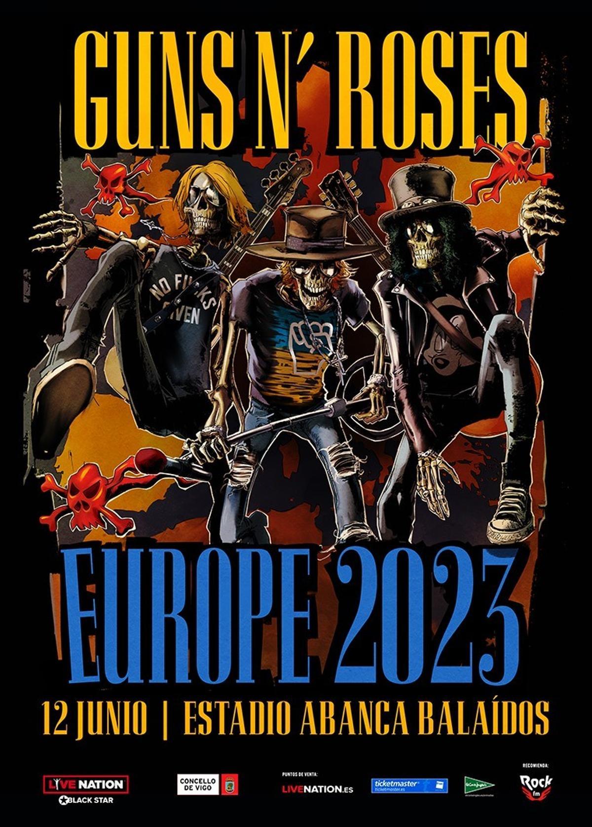 Cartel del concierto de los Guns N' Roses en Balaídos