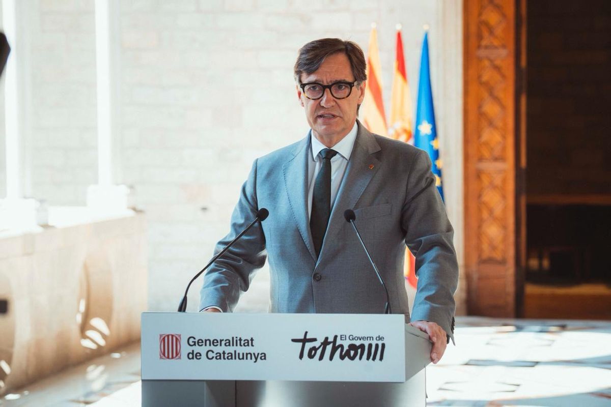 El president de la Generalitat, Salvador Illa, durante la declaración institucional
