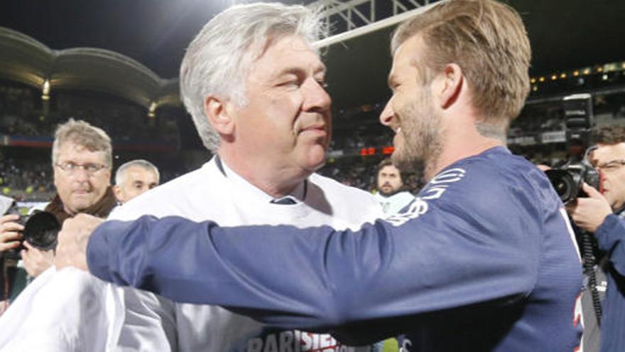 Ancelotti, con David Beckham.