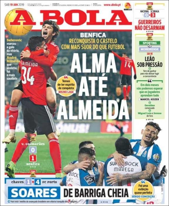 Portada A BOLA sábado 19 enero 2019