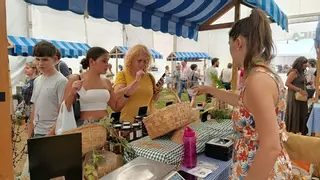 Balance "más que positivo" de la feria ecológica de Llanera: "Vendimos mucho tomate, patata, cebolla y verdinas, que gustan mucho a la gente"