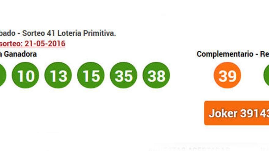 Resultados de la Primitiva del sábado 21 de mayo de 2016