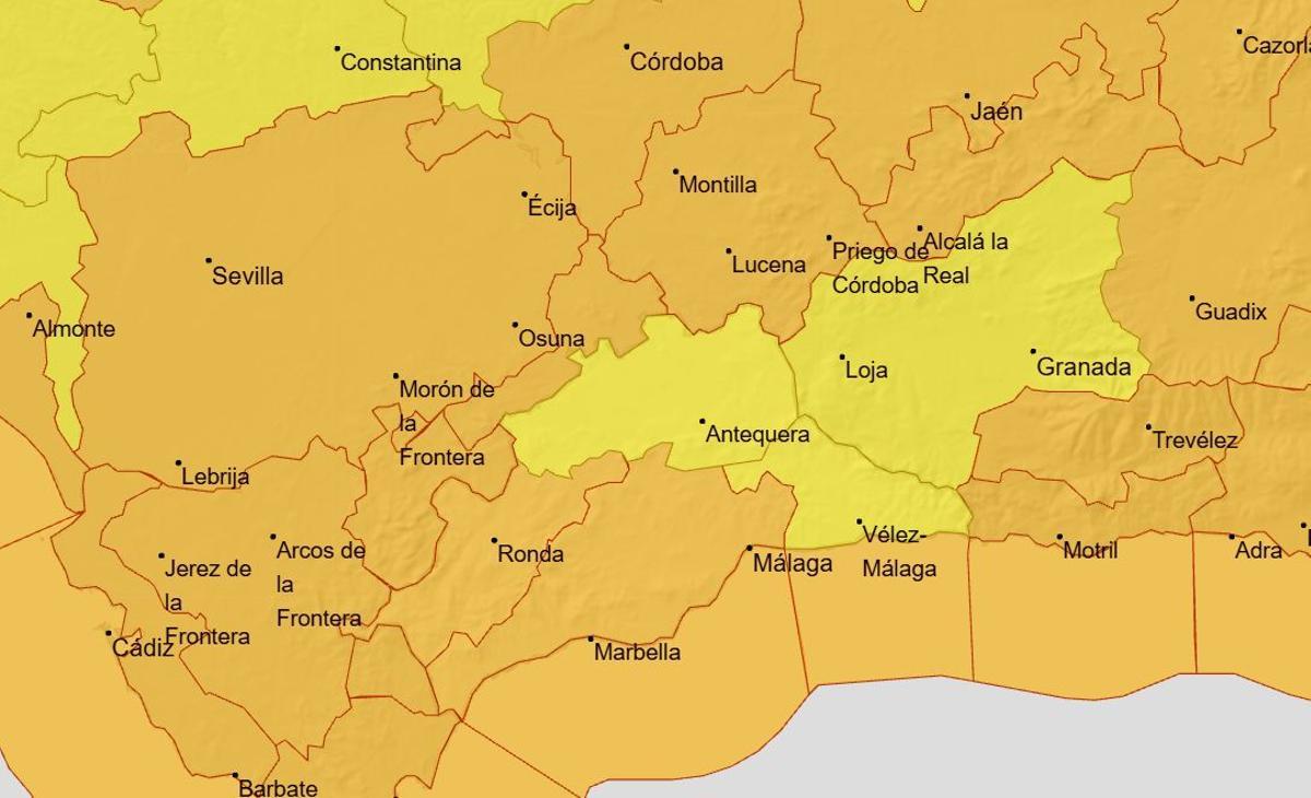 Mapa con los distintos avisos activados por la Aemet para este último jueves de enero.
