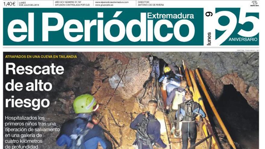 Esta es la portada de EL PERIÓDICO EXTREMADURA correspondiente al día 9 de julio del 2018