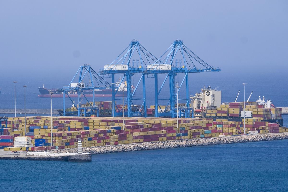 Terminal de contenedores de OPCSA en el Puerto de La Luz.