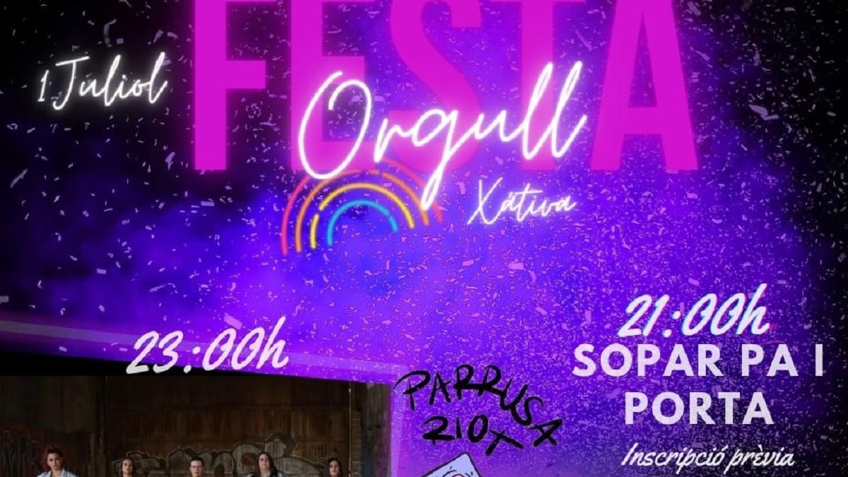 Cartel anunciador de la Fiesta del Orgullo en Xàtiva.