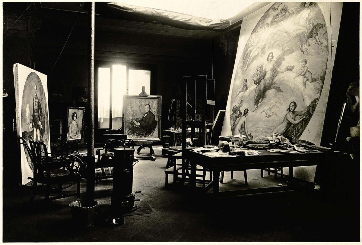 El estudio de Canals, en 1931, recién fallecido el pintor.