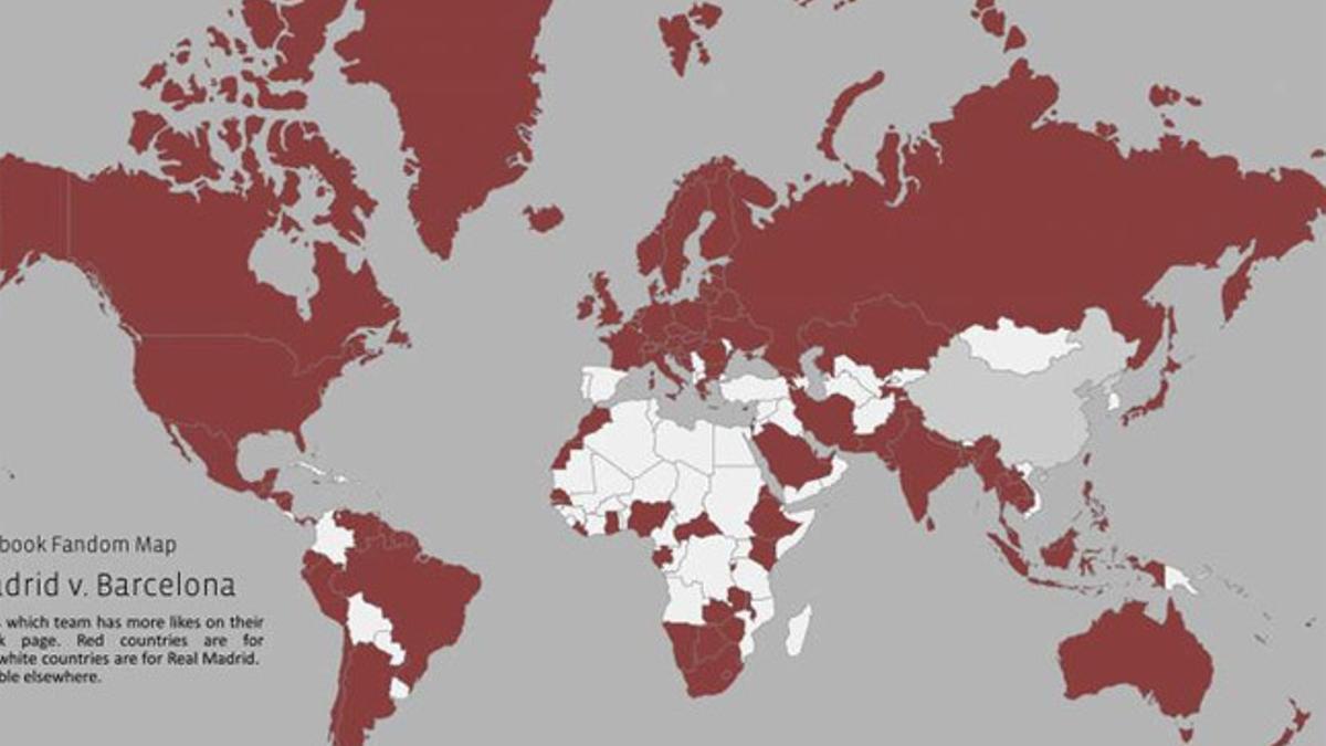 Facebook elaboró el mapamundi del Clásico