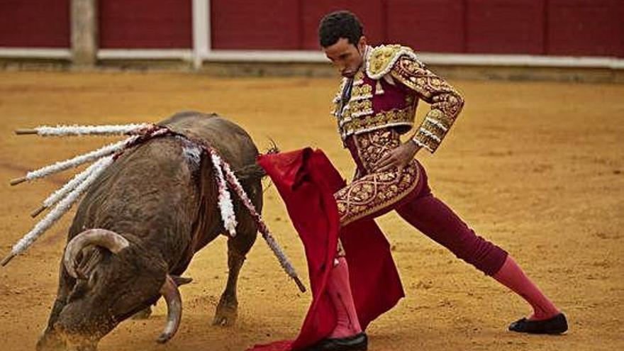 David de Miranda remata una tanda de naturales al cuarto toro del festejo.