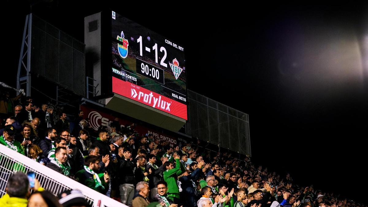 El resultado final vivido en el CD Hernán Cortés 1 - 12 Real Betis de primera ronda de Copa del Rey.