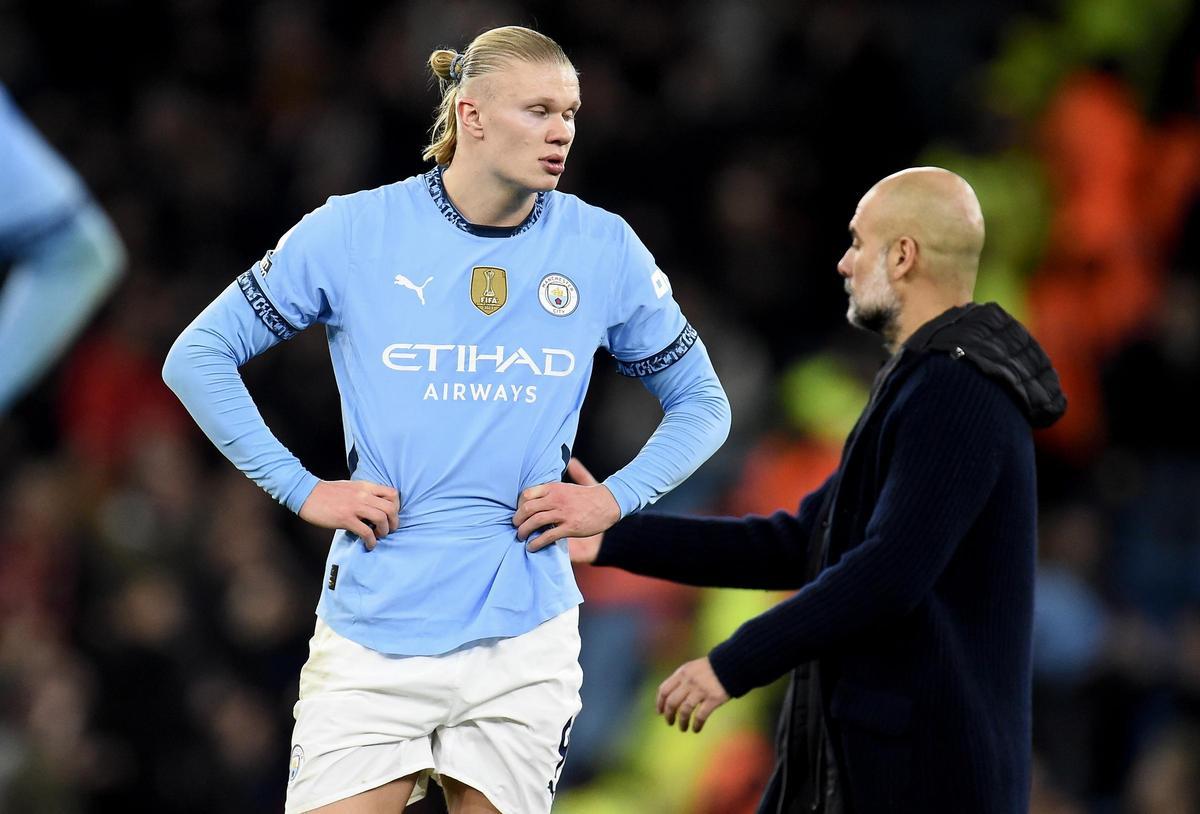 Guardiola junto a Haaland