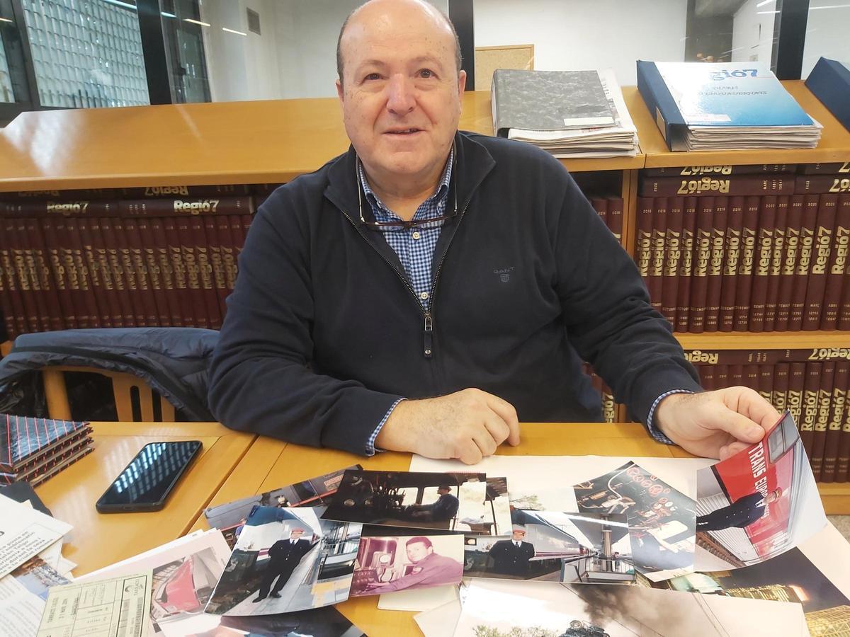 Agustí Manteca quan va venir a Regió7 per explicar la seva vida amb el trens