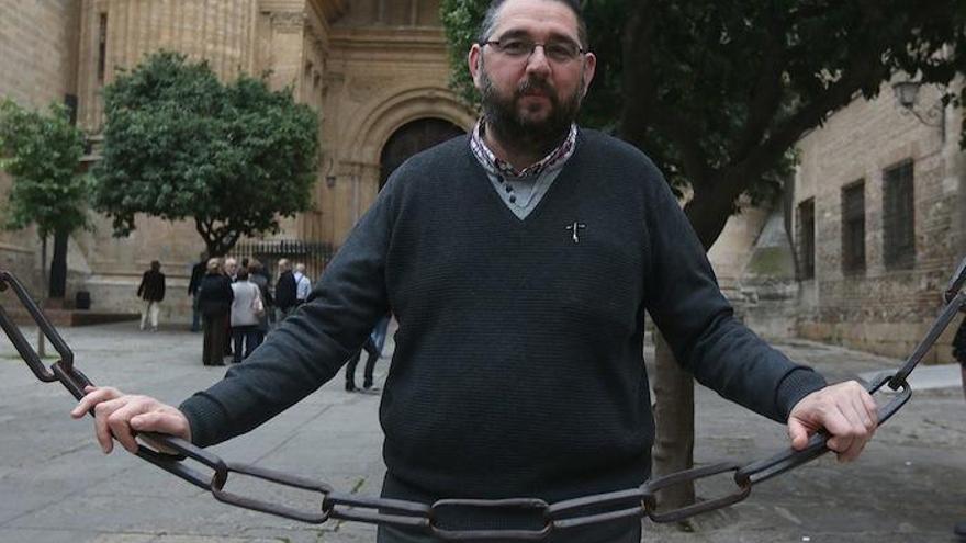 El misionero de Manos Unidas Luis Ángel Moral, ayer en el Centro de Málaga.