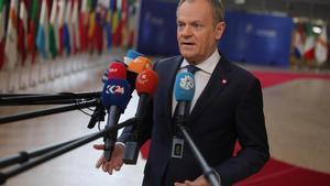 El primer ministro polaco, Donald Tusk, a su llegada a la cumbre europea celebrada en Bruselas el 1 de febrero de 2024.