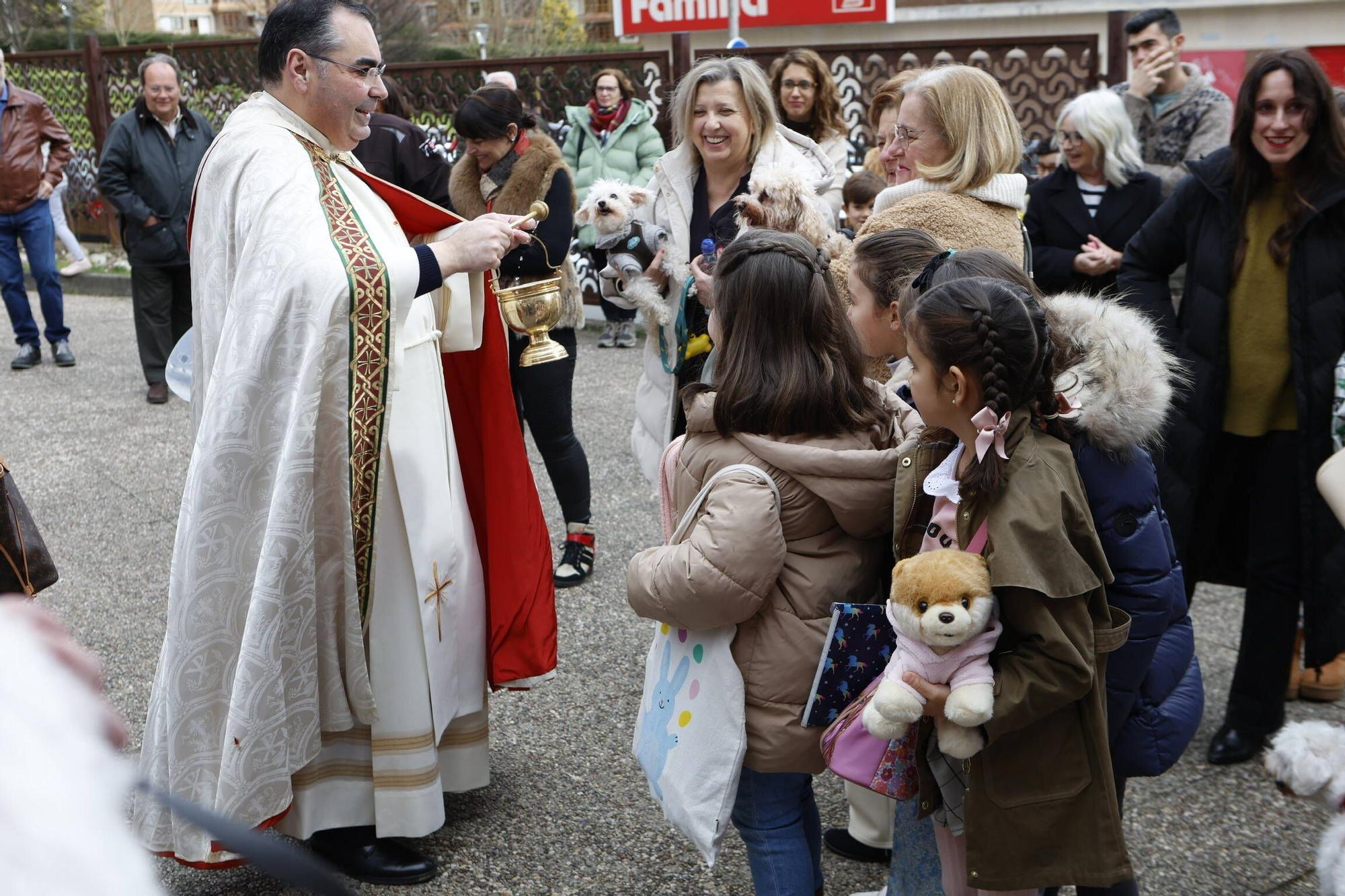 Bendición mascotas en Gijón en la parroquia de Viesques