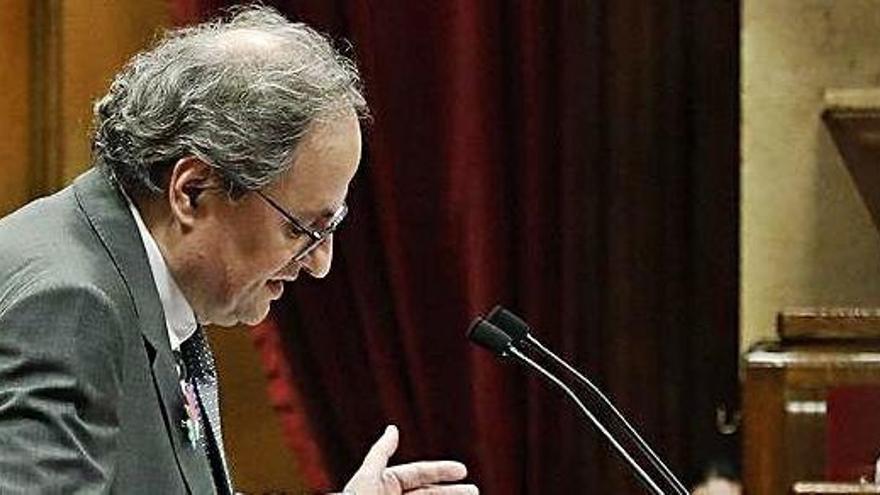 El president Quim Torra, ahir, al Parlament