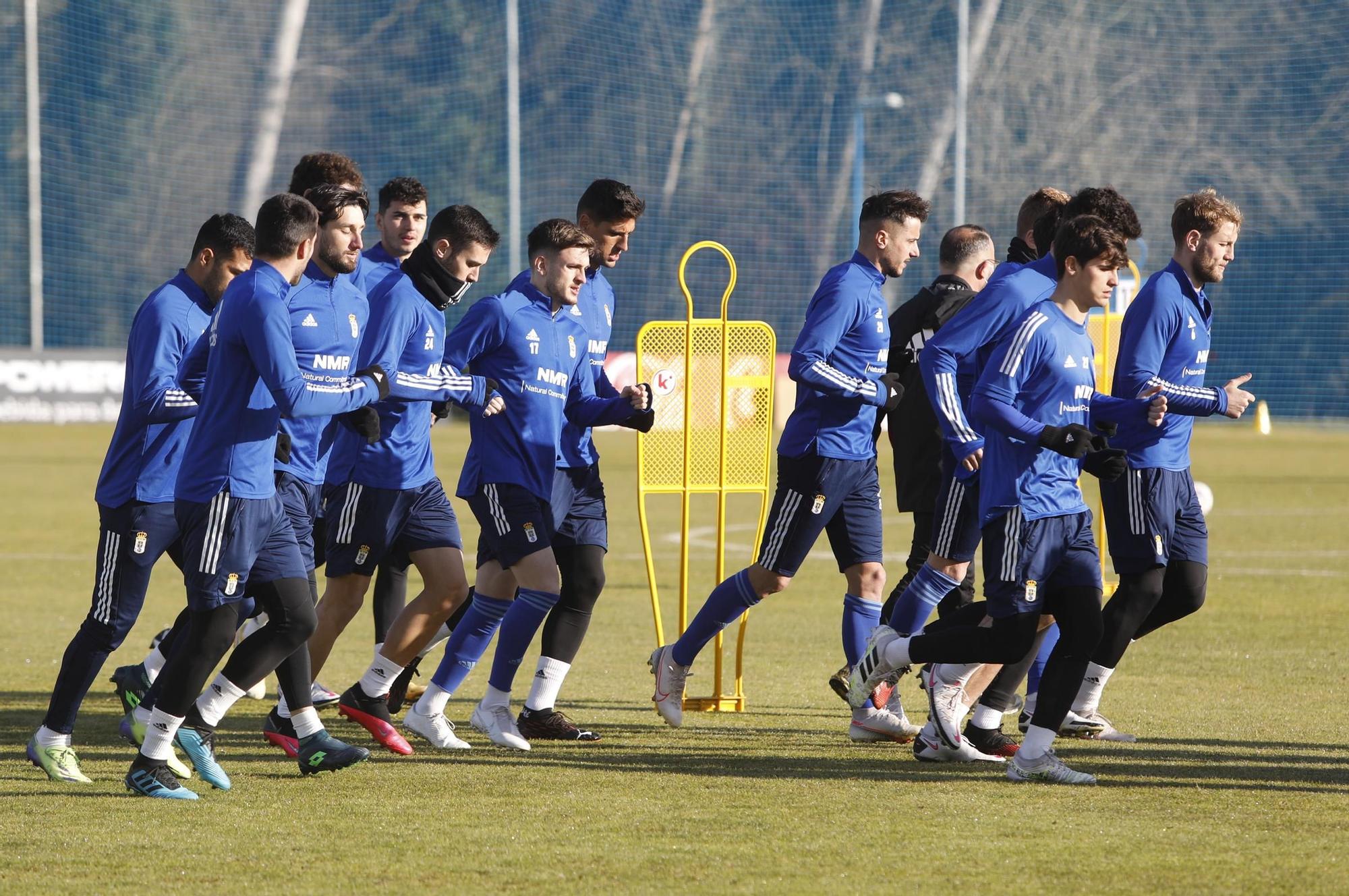 El entrenamiento del Oviedo esta mañana