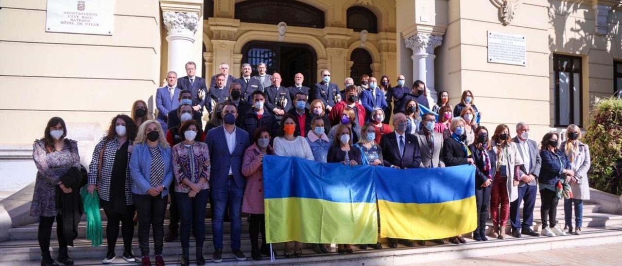 Concentración esta semana en apoyo a Ucrania en el Ayuntamiento de Málaga.