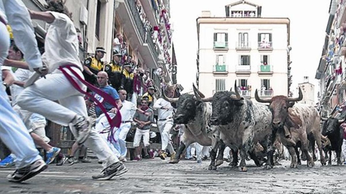 Imagen del primer encierro de los sanfermines del año pasado.