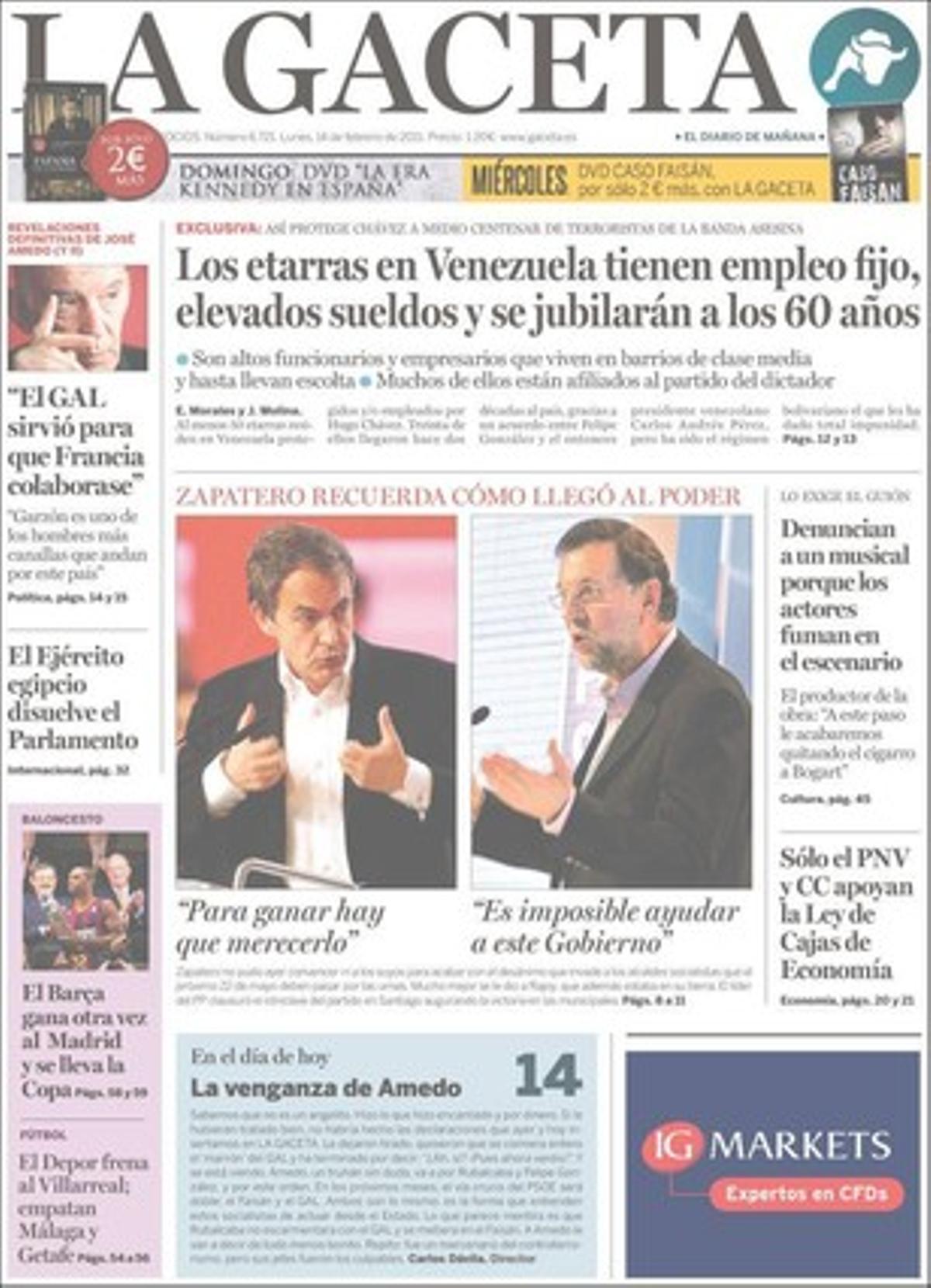 ’La Gaceta’ explica també que el grup de mediadors internacionals liderat per Brian Currin aterra avui a Bilbao per recolzar la legalització de Sortu.