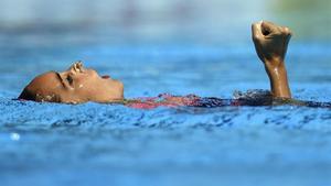Ona Carbonell, durante su actuación en solo libre del Mundial de natación.