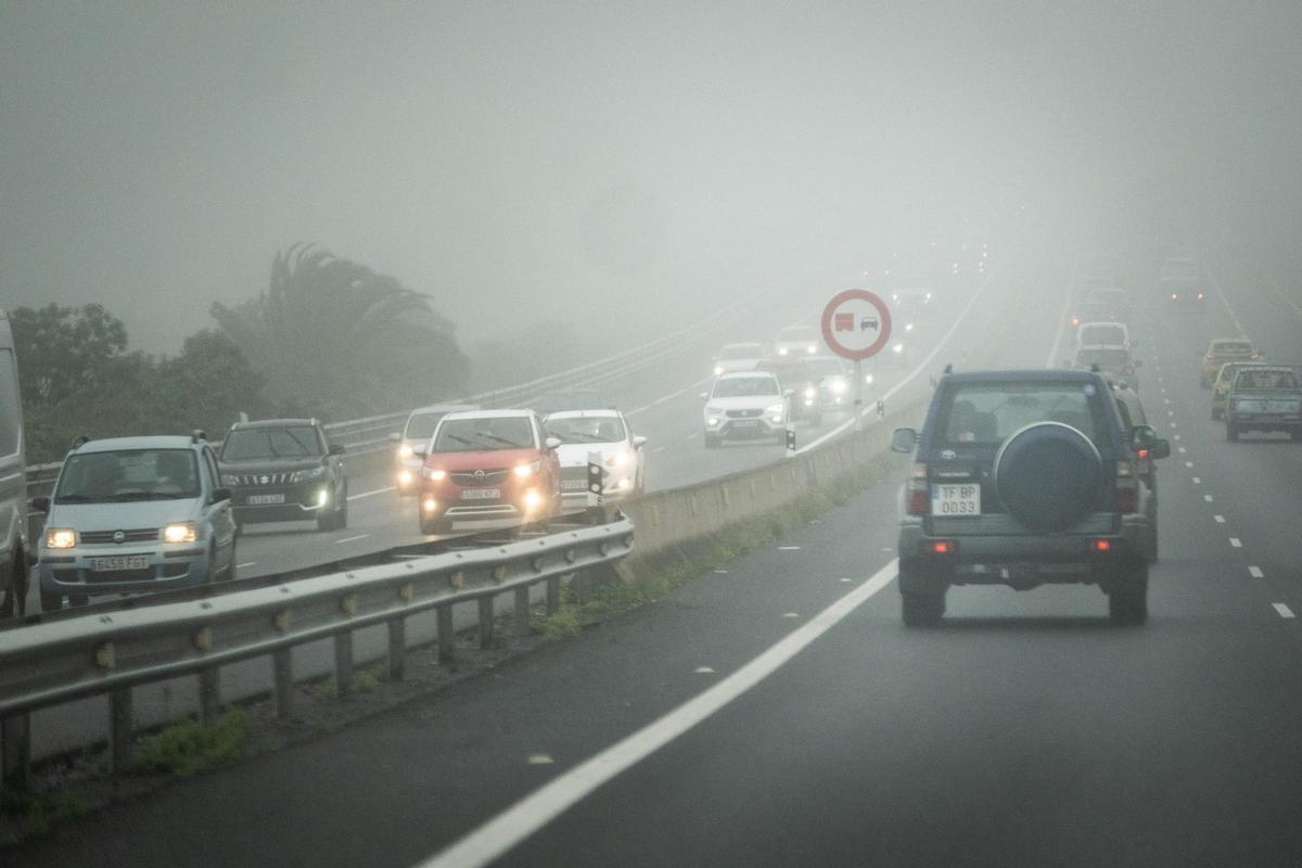 Lluvia y neblina en Tenerife por la borrasca Francis.