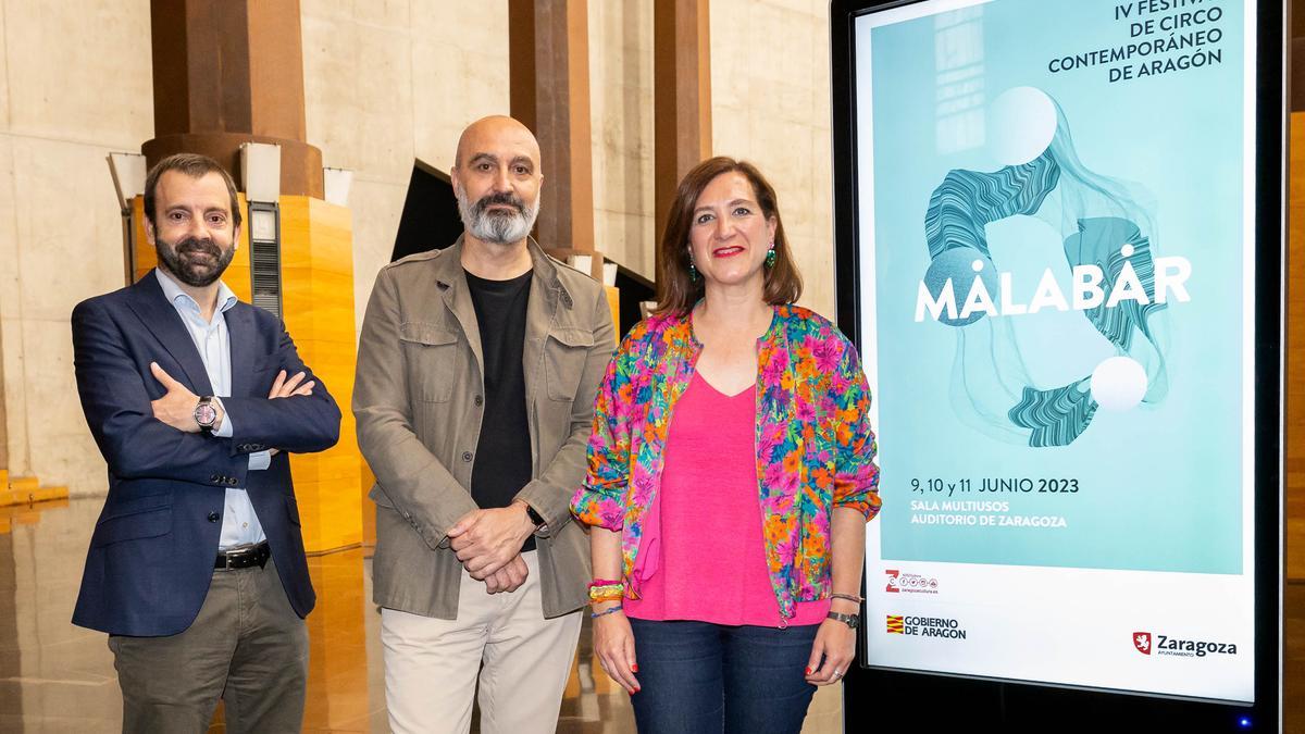 (De izda. a dcha.) David Lozano, Víctor Lucea y Sara Fernández, este miércoles, en la presentación del festival 'Malabar'