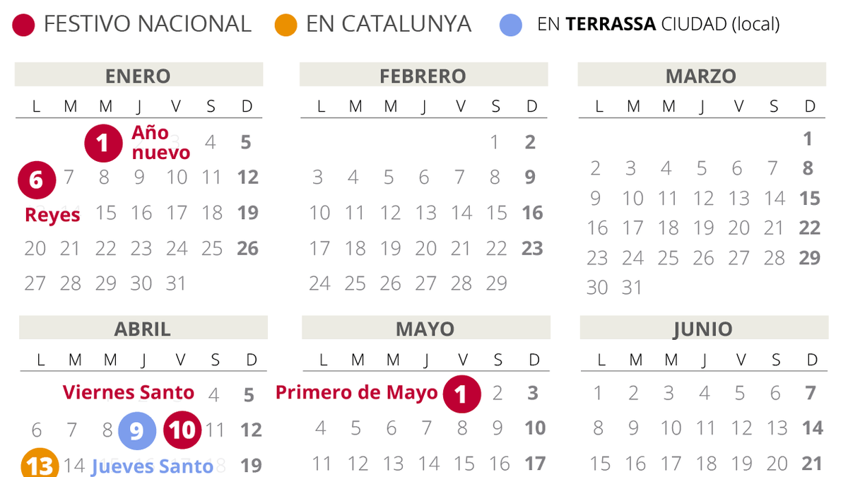 Calendario laboral Terrassa 2020