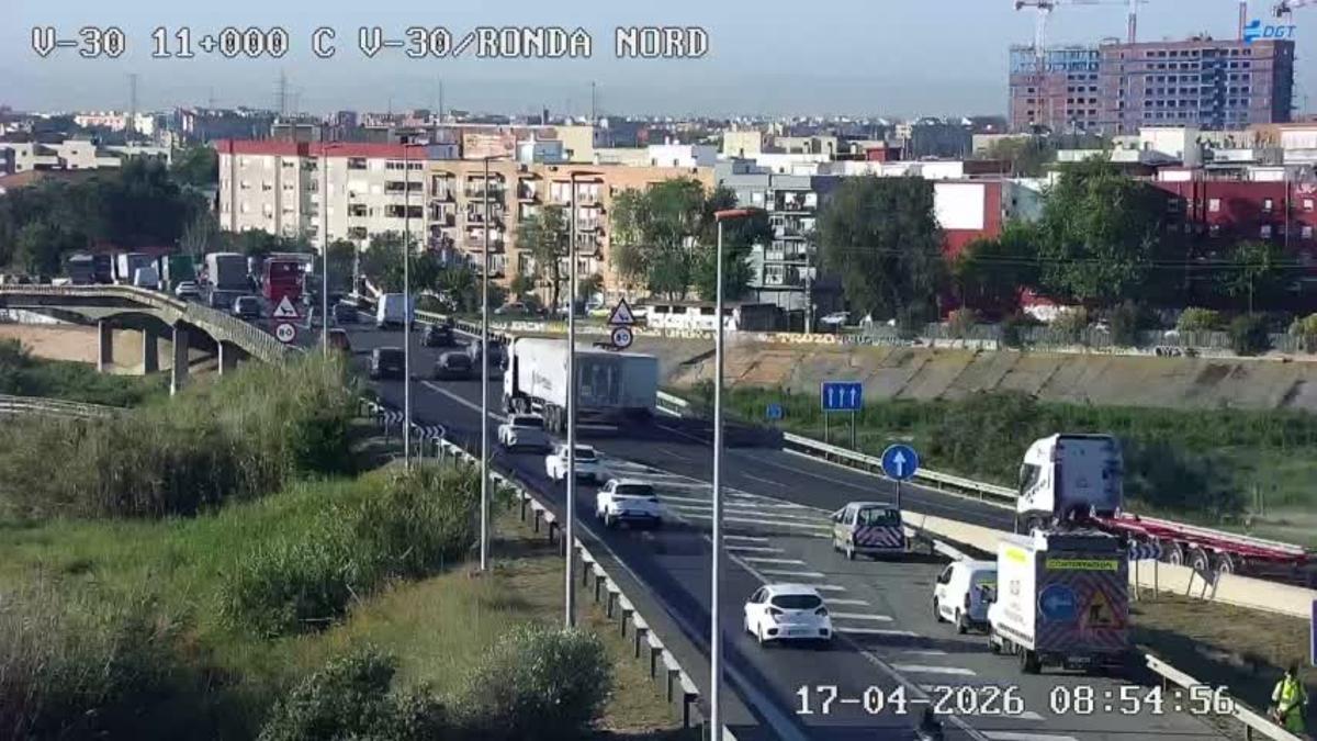 Tráfico de entrada a València por la Ronda Nord