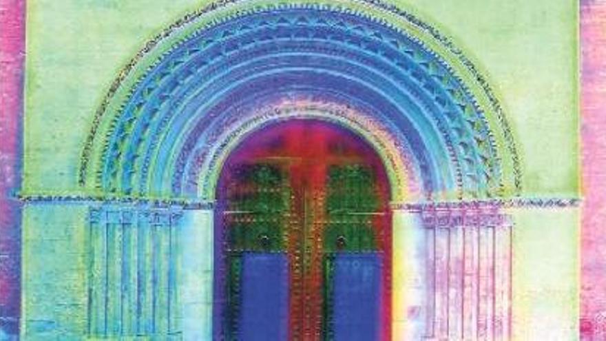 Imagen de la puerta románica de la Seo a través del sistema de infrarrojos.