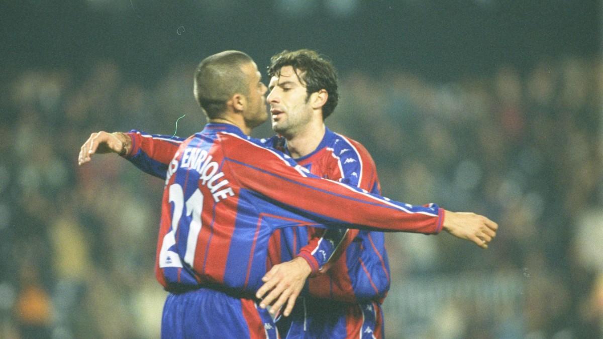Luis Enrique y Figo cuando jugaban en el Barça